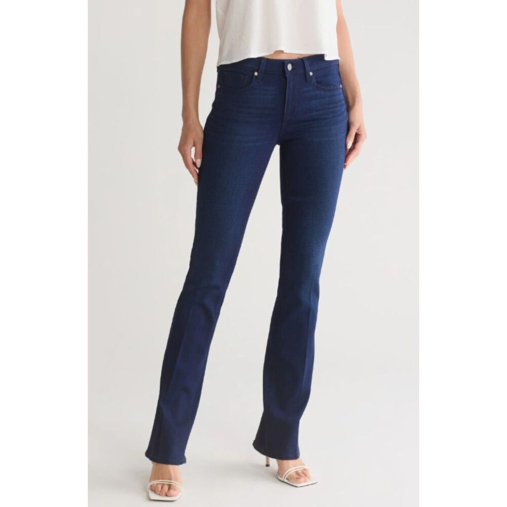 Paige Denim Manhattan Mid Rise Boot Cut Jeans in Ayleen Indigo Blue size 27